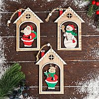 Украшение ёлочное "Любимые новогодние друзья, в избушке" 11,5х16,5 см, микс