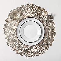 Набор салфеток кухонных 4 шт "Розы" 38х38 см, цвет золото