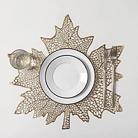 Набор салфеток кухонных 4 шт "Кленовый лист" 38х38 см, цвет золото