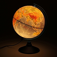 Глобус физический рельефный диаметр 250мм "Классик Евро" с подсветкой