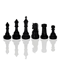 Набор шахматных фигур (король, ферзь, слон, конь ладья, пешка), черный