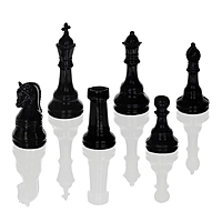 Набор шахматных фигур (король, ферзь, слон, конь ладья, пешка), черный