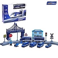 АВТОГРАД Железная дорога "Экспресс", 66 деталей, работает от батареек