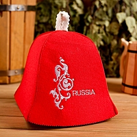 Банная шапка «Russia» красная