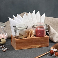 Подставка для приправ и зубочисток "Салфетница", 14*8*4 см, массив бука