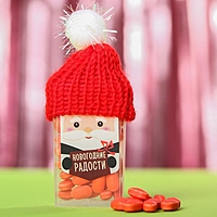 Драже в банке с шапочкой "Дед Мороз", клубника, 15 г.