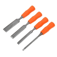 Набор стамесок Sparta, 4 шт, 6-12-18-24 мм, плоские, пластиковые ударные рукоятки