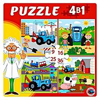 Пазл 4 в 1 Синий трактор №9 9-16-25-36 элементов