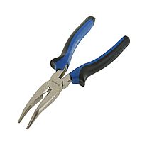 Длинногубцы изогнутые TUNDRA, никелированные, двухкомпонентные рукоятки, 200 мм