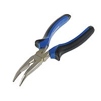Длинногубцы изогнутые TUNDRA, никелированные, двухкомпонентные рукоятки, 180 мм
