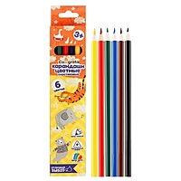 Карандаши 6 цветов Calligrata заточенные, трехгранные, пластиковые, картонная упаковка, европодвес