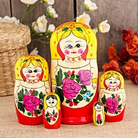 Матрешка "Сударушка" 5 кукол, семеновская роспись