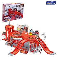 АВТОГРАД Парковка "Пожарная часть" с 2 металлическими машинами и гаражом