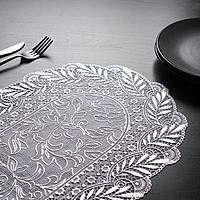 Набор салфеток ажурных ПВХ 4 шт, 46х30 см "Подсолнухи" серебро
