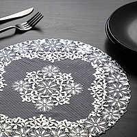 Набор салфеток ажурных ПВХ 4 шт, 30х30 см "Цветы" серебряный