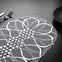 Набор салфеток ажурных ПВХ 4 шт, 46х30 см "Листья" серебро