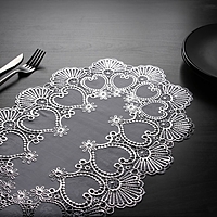 Набор салфеток ажурных ПВХ 4 шт, 46х30 см "Листья" серебро