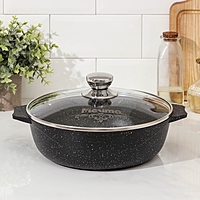 Жаровня 3 л "Гранит black Induction Pro". АП, индукция, стекл. кр.