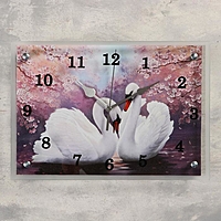 Часы настенные прямоугольные "Лебеди", 25 х35 см  микс