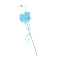 Цветок на палочке для букетов с сердечком цвет голубой