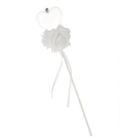 Цветок на палочке для букетов с сердечком цвет белый