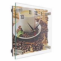 Часы настенные прямоугольные "Чашка кофе", 20х26 см микс