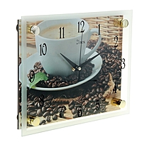 Часы настенные прямоугольные "Чашка кофе", 20х26 см микс