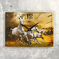 Часы настенные прямоугольные "Лошади" 40х56 см микс