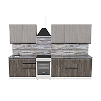Кухонный гарнитур Нефрит Экстра 2500х600 белый/канаджская хижина/бетон темный/светлый