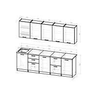 Кухонный гарнитур Нефрит Экстра 2500х600 белый/канаджская хижина/бетон темный/светлый