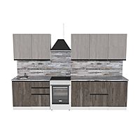 Кухонный гарнитур Нефрит Экстра 2500х600 белый/канаджская хижина/бетон темный/светлый