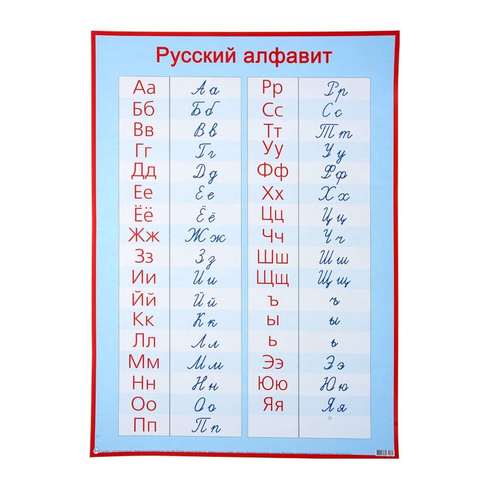 Плакат обучающий "Русский алфавит, прописные и печатные буквы", 50х69 см