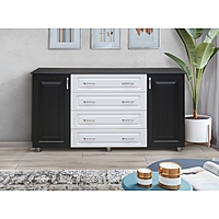 Комод №7, 1650 × 425 × 876 мм, цвет венге / смола чёрная / смола белая