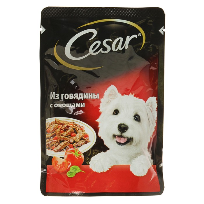 Влажный корм Cesar для собак, говядина с овощами, пауч, 85 г