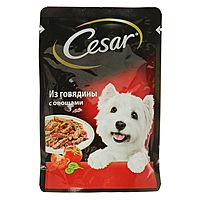 Влажный корм Cesar для собак, говядина с овощами, пауч, 85 г