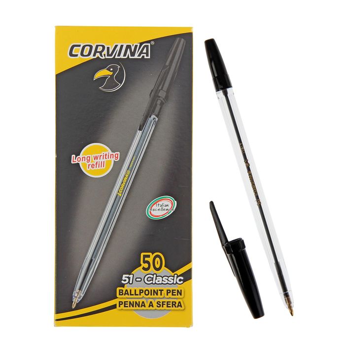 Ручка шариковая Carioca Corvina 51 1.0 мм прозрачный корпус, стержень черный 40163/01