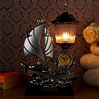 Часы-светильник с будильником "Корабль с парусами", от 220v