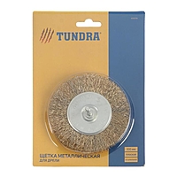 Щетка металлическая для дрели TUNDRA, со шпилькой, плоская, 100 мм