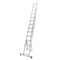 Лестница TUNDRA, трехсекционная, алюминиевая, 10 ступеней