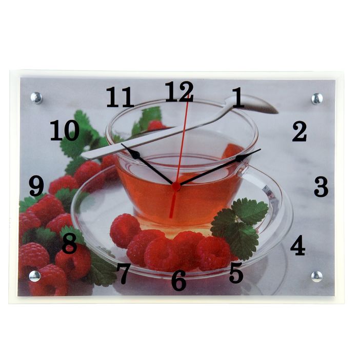 Часы настенные прямоугольные "Чай с малиной", 25х35 см