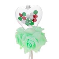 Цветок на палочке для букетов с сердечком цвет зеленый