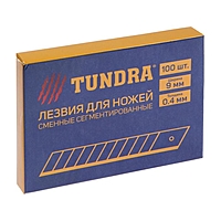 Лезвия для ножей TUNDRA, сегментированные, 9 х 0.4 мм, 10 контейнеров по 10 лезвий, 100 шт.
