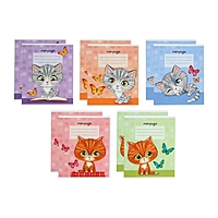 Компл тетр из 10 шт, 12л лин "Котята", обл мел карт, ВД лак, бл офс, 5вид*2шт