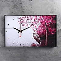 Часы-картина "Лодка, Фиолетовое дерево", 37х60 см