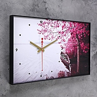 Часы-картина "Лодка, Фиолетовое дерево", 37х60 см