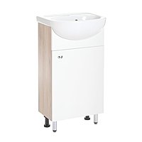 Тумба на ножках Вега 45 с раковиной Универсал 45 белая / дуб кронберг