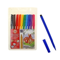 Фломастеры трехгранные 10 цветов "Звери" европодвес