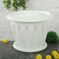 Горшок для растений "Фелиция" 6,4 л d=27 см с поддоном, цвет мрамор