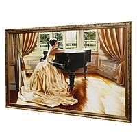 Картина "Девушка и рояль" рама микс