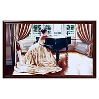 Картина "Девушка и рояль" рама микс